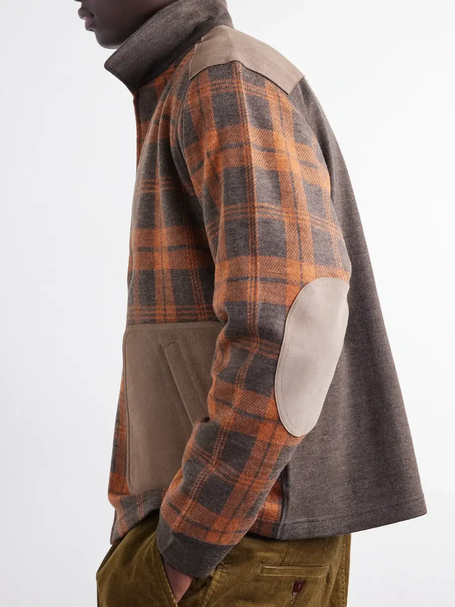 Junya Watanabe Checked Suede-Trimmed Wool-Flannel Blouson Jacket - Men | Thumbnail 5 Junya Watanabe Checked Suede-Trimmed Wool-Flannel Blouson Jacket - Men | Thumbnail 5