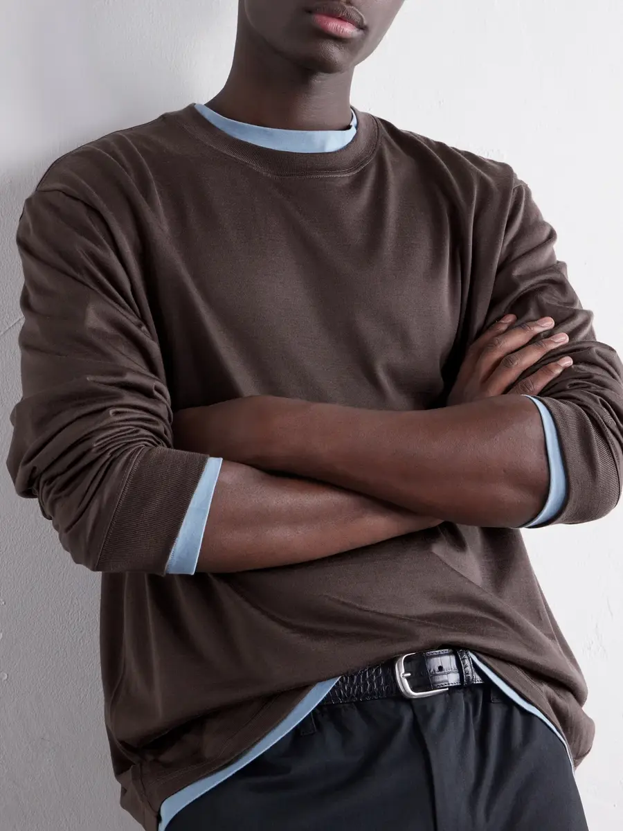 GOLDWIN Wool and Lyocell-Blend Jersey Sweater - Men | Thumbnail 5