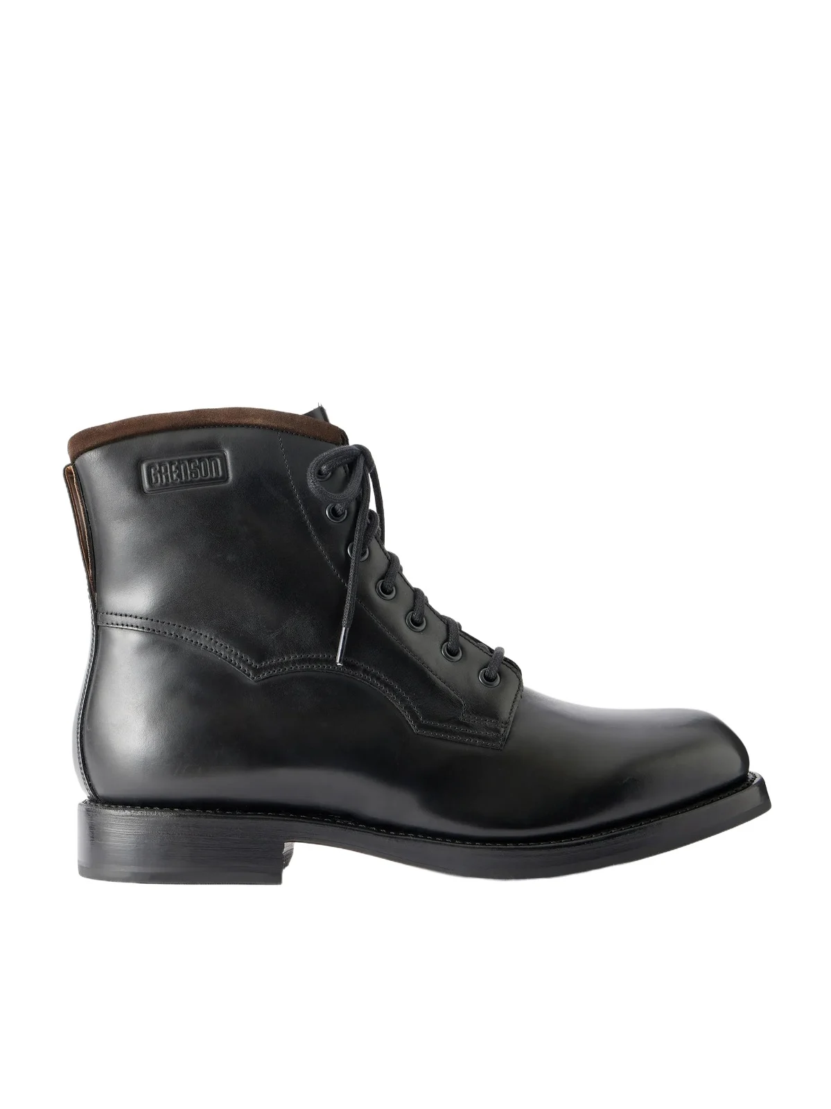 Grenson Barlow Suede-Trimmed Leather Lace-Up Boots - Men