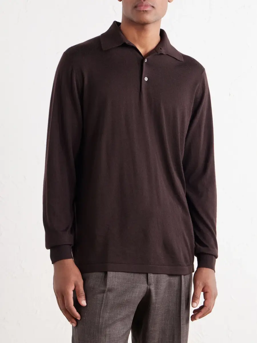 Thom Sweeney Cashmere and Silk-Blend Jersey Polo Sweater - Men | Thumbnail 3 Thom Sweeney Cashmere and Silk-Blend Jersey Polo Sweater - Men | Thumbnail 3