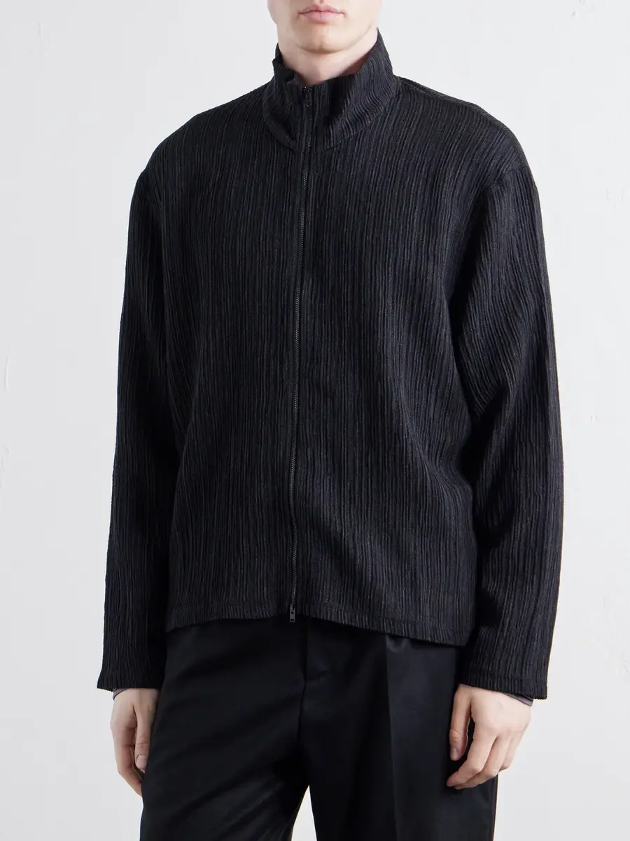 Our Legacy Shrunken Plissé-Jersey Zip-Up Cardigan - Men | Thumbnail 3