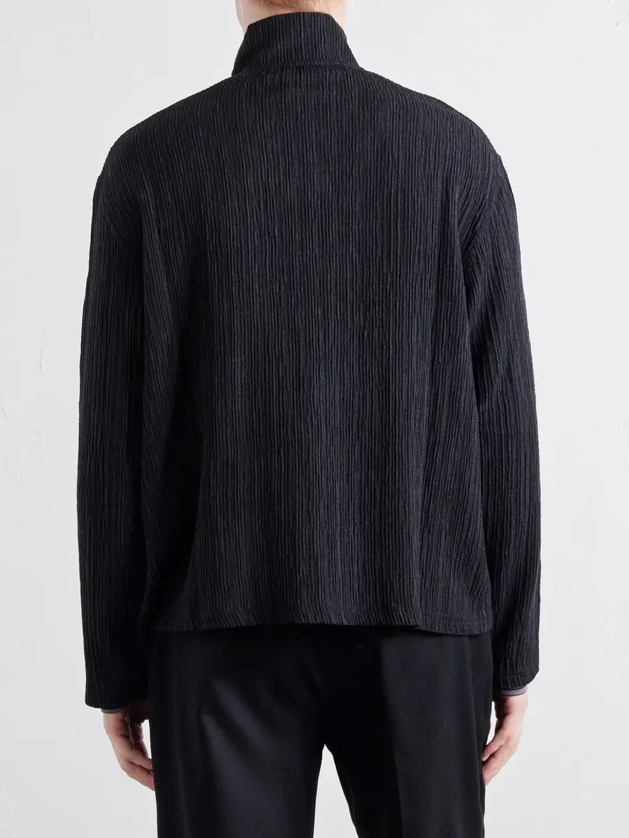 Our Legacy Shrunken Plissé-Jersey Zip-Up Cardigan - Men | Thumbnail 4