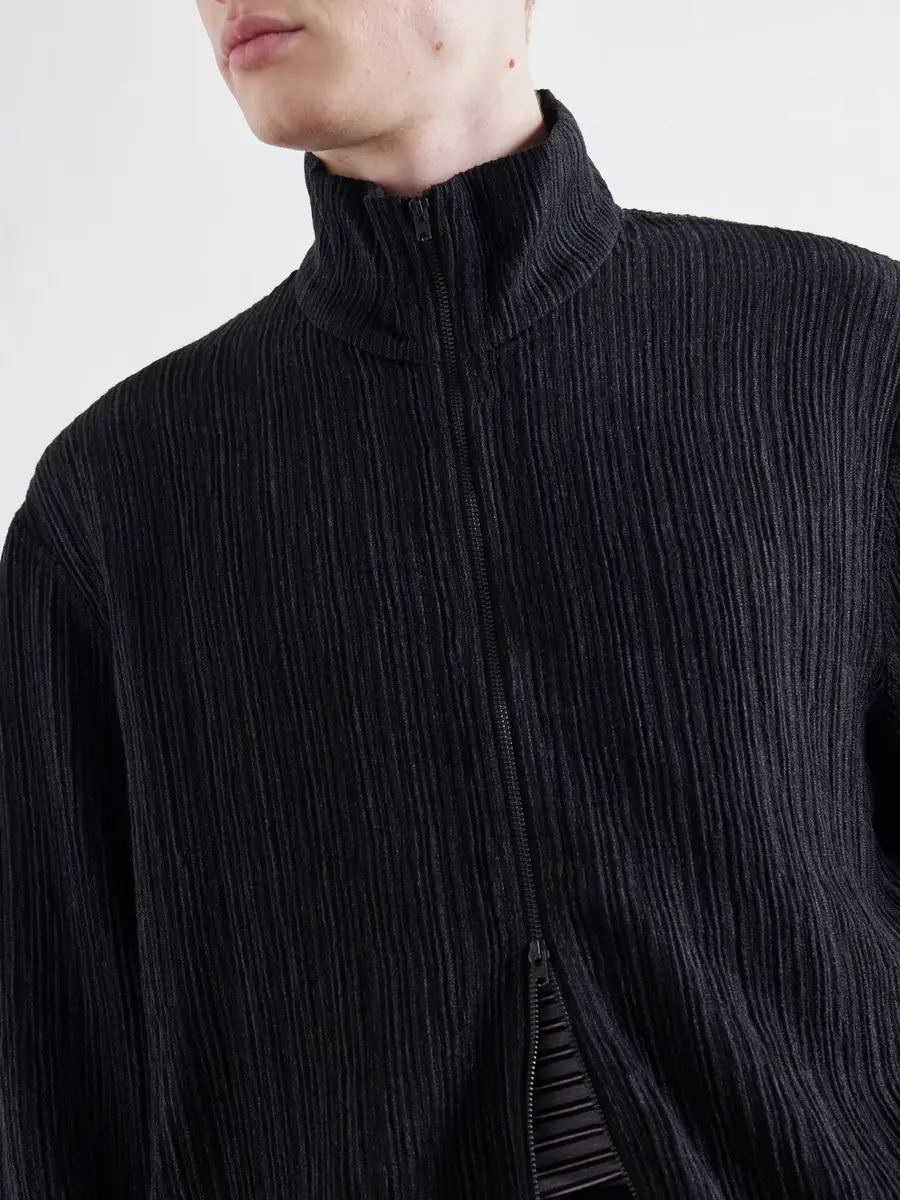 Our Legacy Shrunken Plissé-Jersey Zip-Up Cardigan - Men | Thumbnail 5