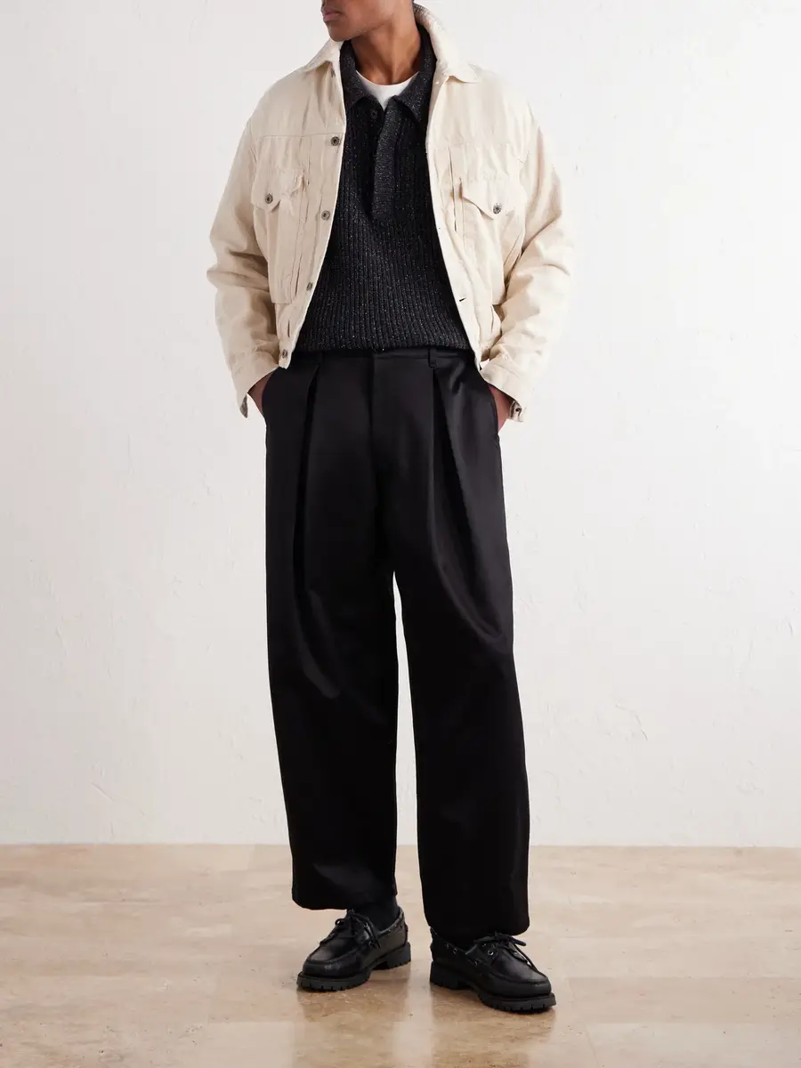 Monitaly Ekusy Wide-Leg Pleated Cotton-Twill Trousers - Men | Thumbnail 2