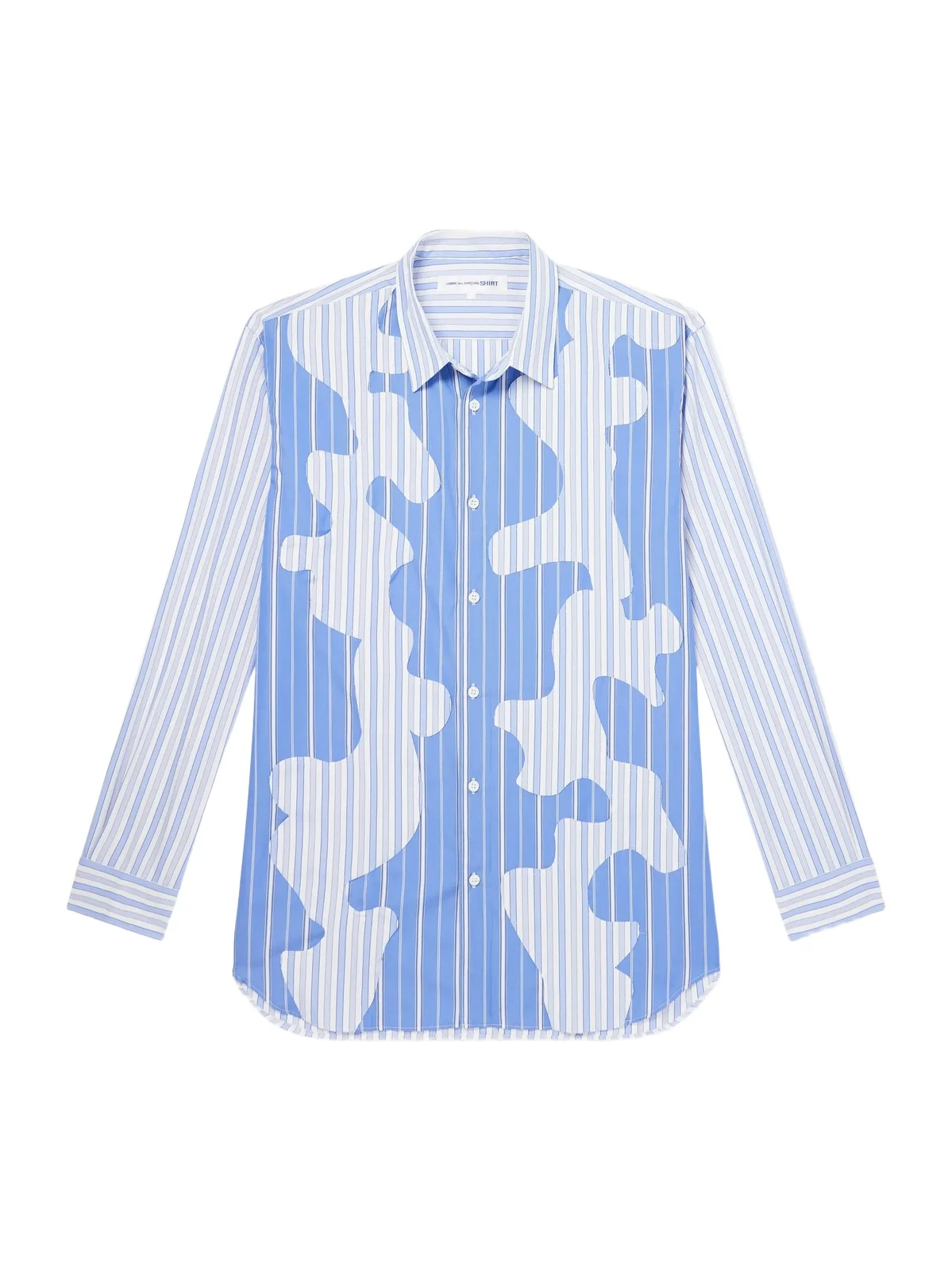 Patchwork Two-Tone Striped Cotton-Poplin Shirt - Men Patchwork Two-Tone Striped Cotton-Poplin Shirt - Men
