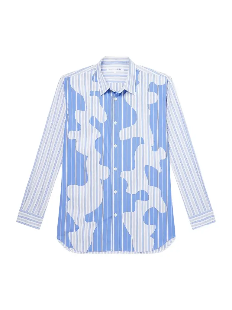 Comme des Garçons SHIRT Patchwork Two-Tone Striped Cotton-Poplin Shirt - Men