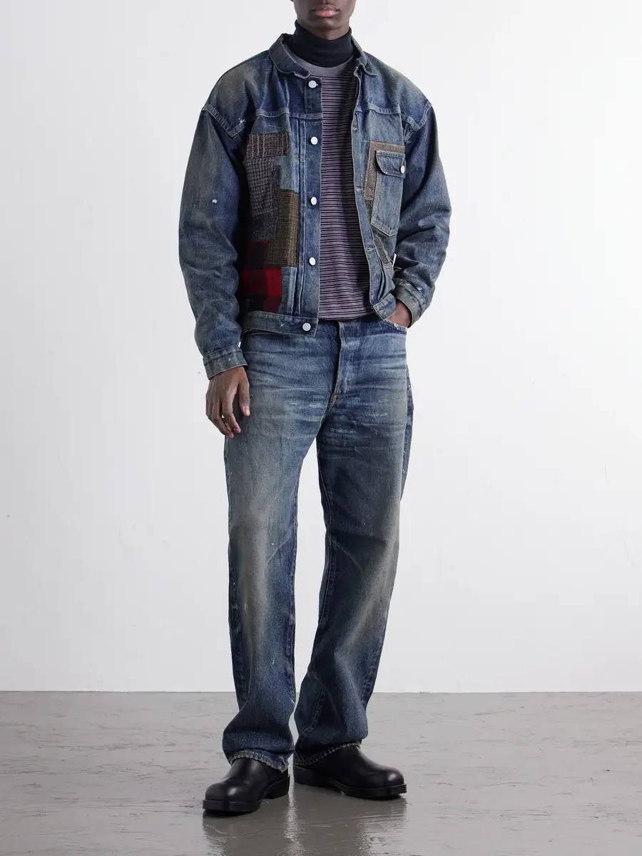 Junya Watanabe Patchwork Distressed Paint-Splattered Denim Jacket - Men | Thumbnail 2 Junya Watanabe Patchwork Distressed Paint-Splattered Denim Jacket - Men | Thumbnail 2