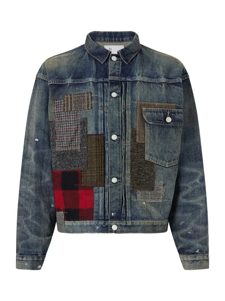 Junya Watanabe Patchwork Distressed Paint-Splattered Denim Jacket - Men