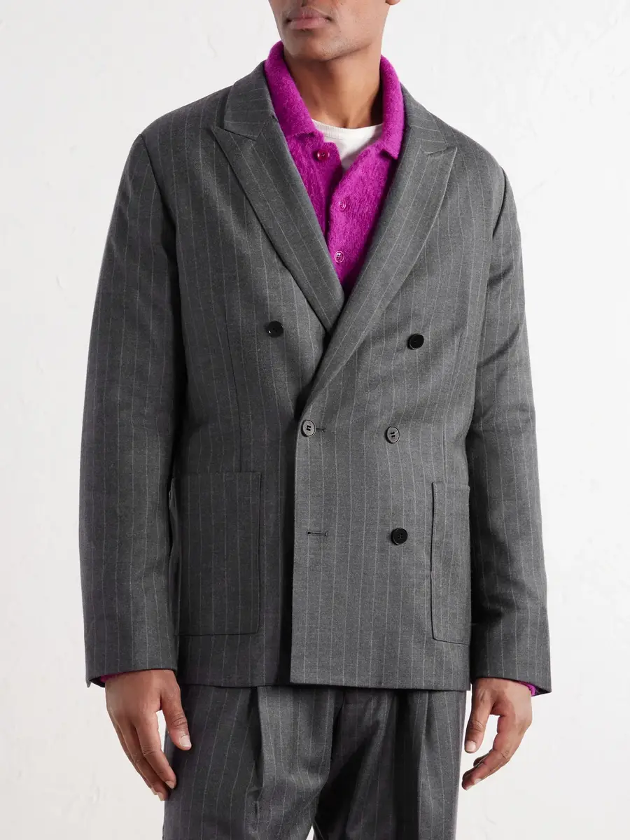 NN07 Jordin 10052 Pinstripe Double-Breasted Suit Jacket - Men | Thumbnail 3