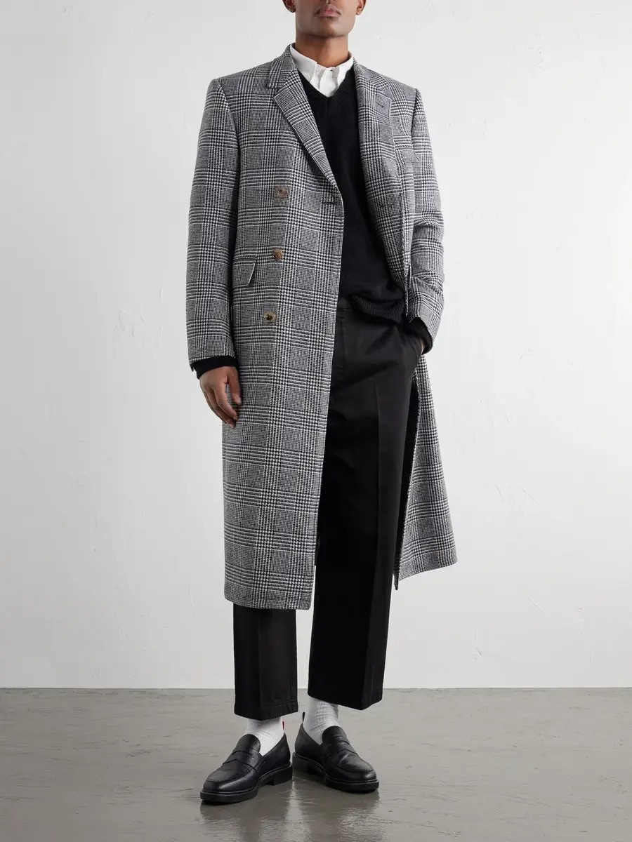 Thom Browne Prince of Wales Checked Woven Wool Coat - Men | Thumbnail 2 Thom Browne Prince of Wales Checked Woven Wool Coat - Men | Thumbnail 2