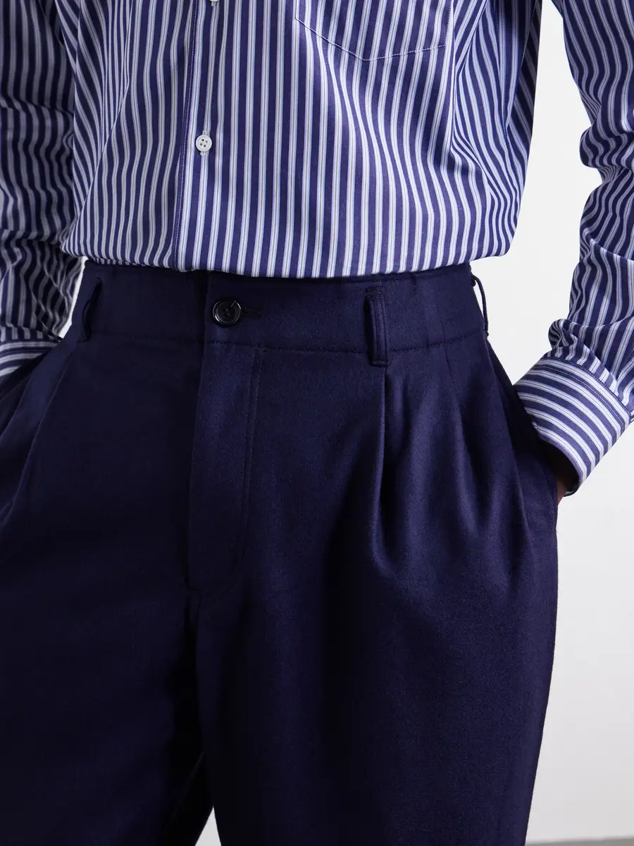 Comme des Garçons SHIRT Wide-Leg Pleated Wool-Blend Flannel Trousers - Men | Thumbnail 5 Comme des Garçons SHIRT Wide-Leg Pleated Wool-Blend Flannel Trousers - Men | Thumbnail 5