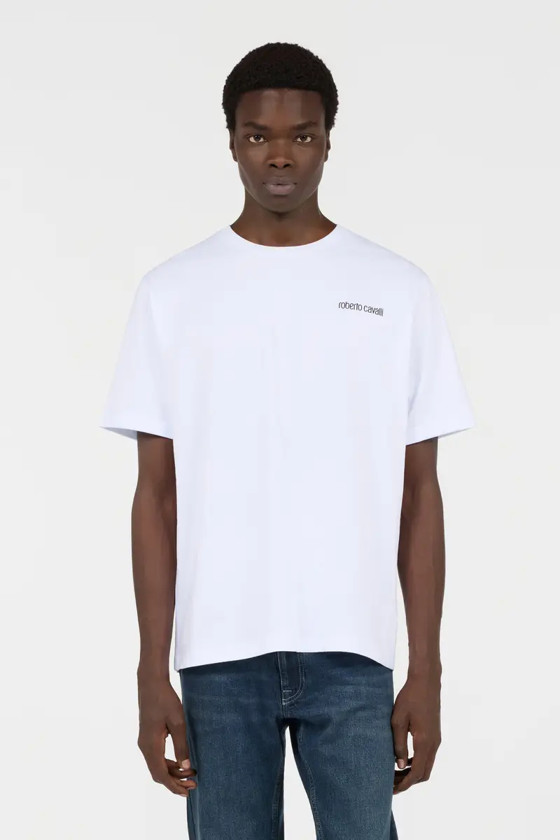 Roberto Cavalli White Logo T-Shirt with Leopard Graphic | Thumbnail 2 Roberto Cavalli White Logo T-Shirt with Leopard Graphic | Thumbnail 2