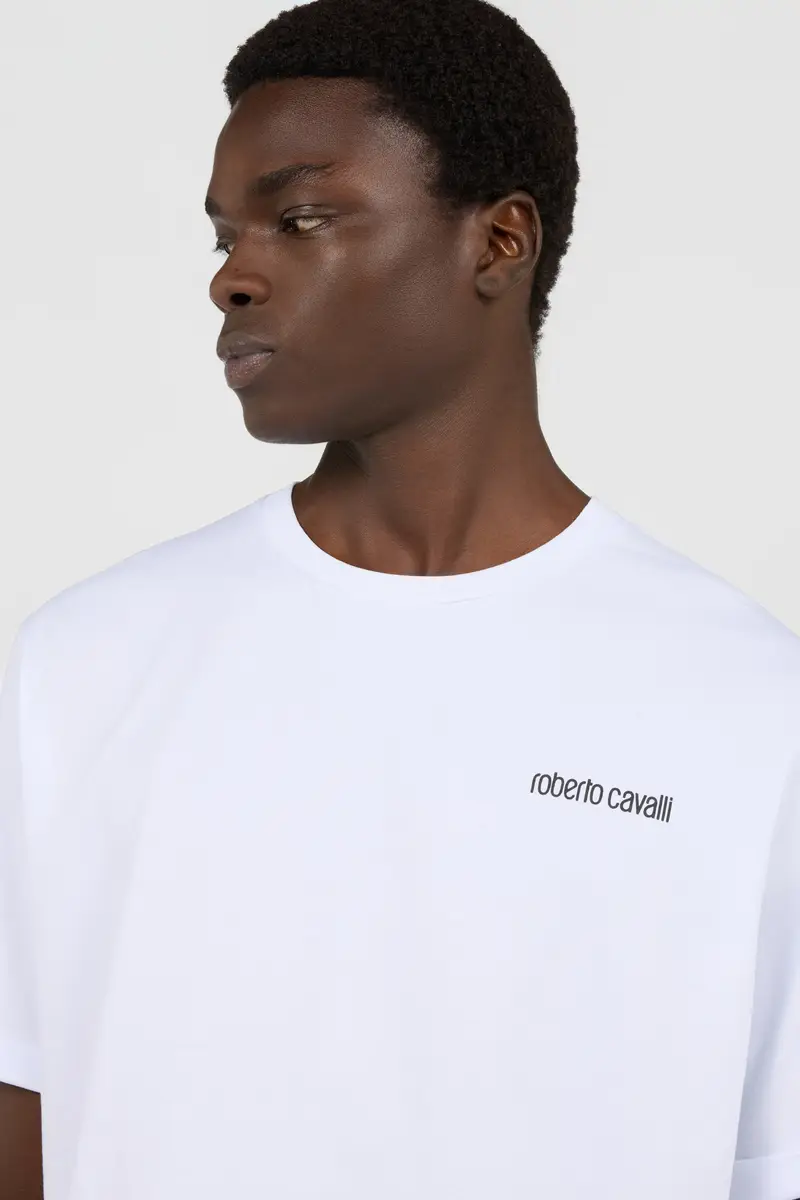 Roberto Cavalli White Logo T-Shirt with Leopard Graphic | Thumbnail 5 Roberto Cavalli White Logo T-Shirt with Leopard Graphic | Thumbnail 5