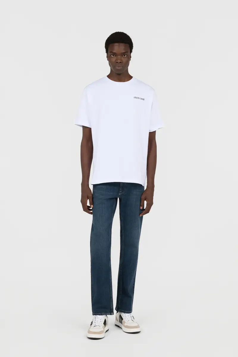 Roberto Cavalli White Logo T-Shirt with Leopard Graphic | Thumbnail 7 Roberto Cavalli White Logo T-Shirt with Leopard Graphic | Thumbnail 7