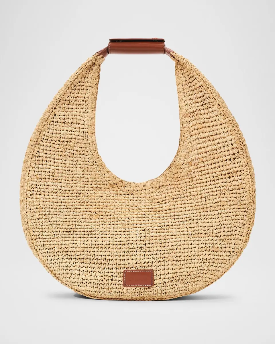 Staud Moon Raffia & Leather Shoulder Bag | Thumbnail 2 Staud Moon Raffia & Leather Shoulder Bag | Thumbnail 2