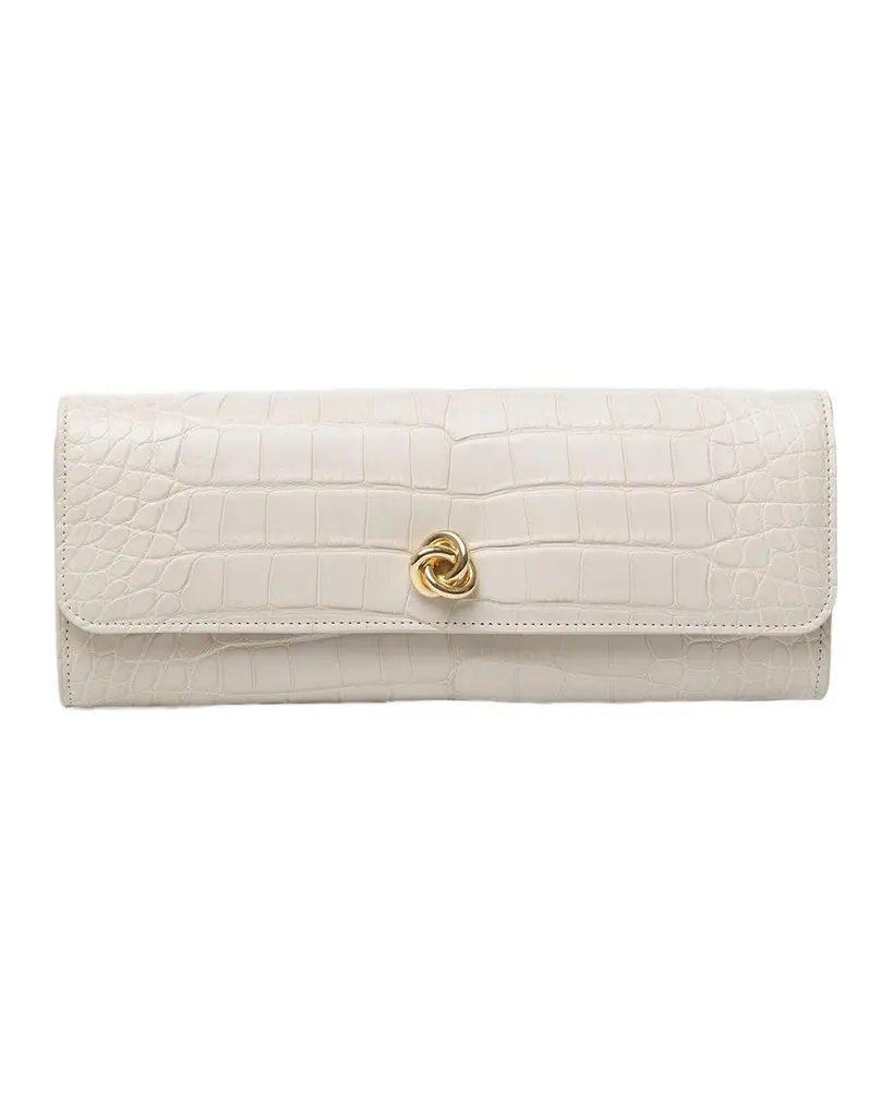 MICHELLE WILHITE Mini Robbie Alligator Leather Flap Clutch Bag