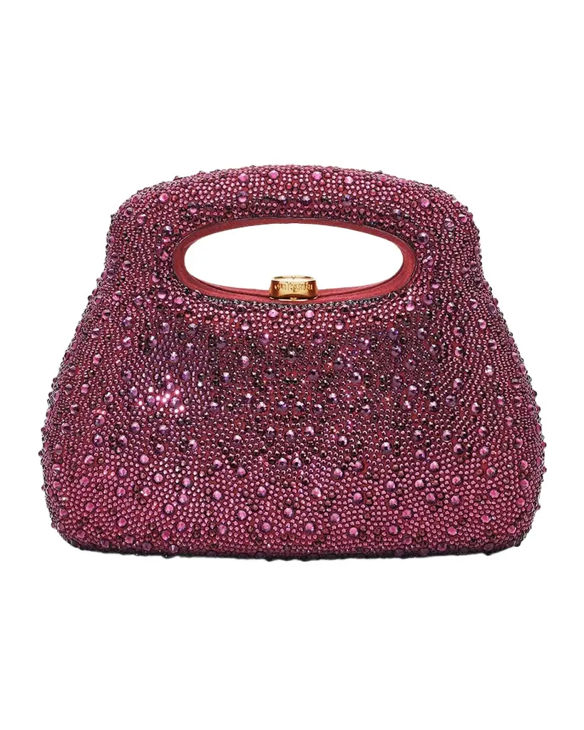 Cult Gaia Mimi Rhinestone Suede Top-Handle Bag