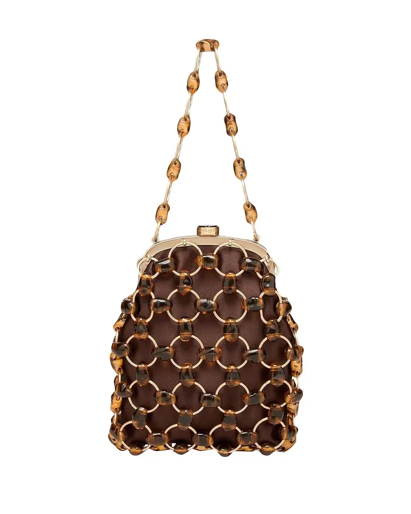 Brielle Beaded Metal Wristlet Pouch Bag