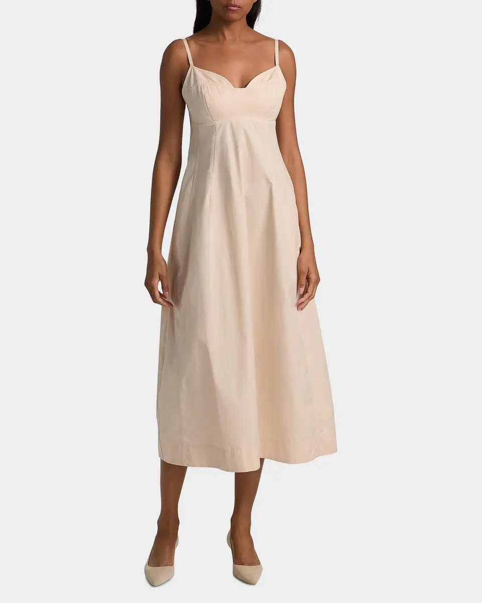 Co Sleeveless Cotton Sateen Bustier Midi Dress | Thumbnail 2 Co Sleeveless Cotton Sateen Bustier Midi Dress | Thumbnail 2