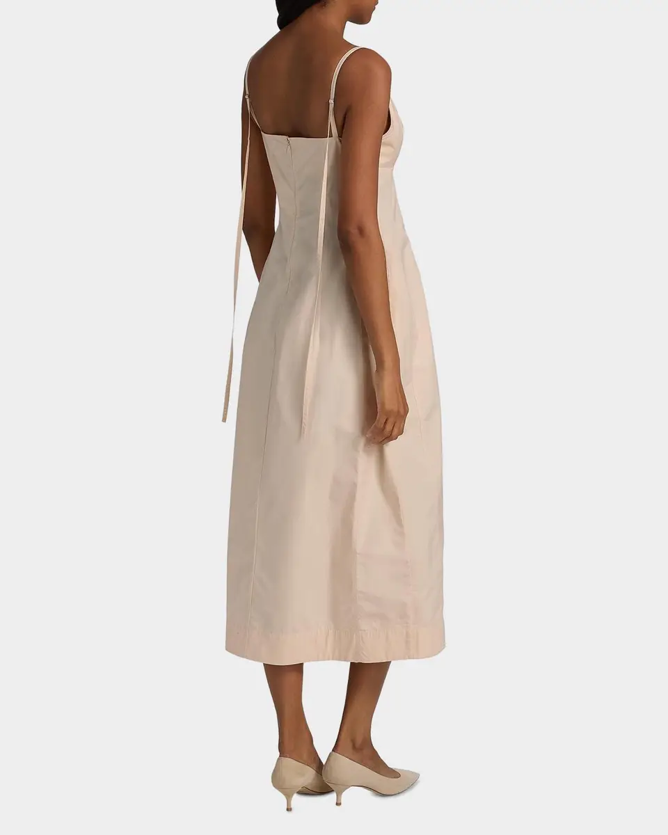 Co Sleeveless Cotton Sateen Bustier Midi Dress | Thumbnail 3 Co Sleeveless Cotton Sateen Bustier Midi Dress | Thumbnail 3