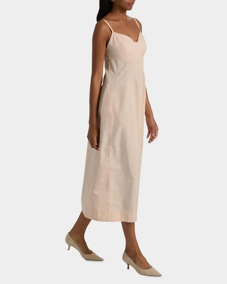 Co Sleeveless Cotton Sateen Bustier Midi Dress | Thumbnail 4 Co Sleeveless Cotton Sateen Bustier Midi Dress | Thumbnail 4