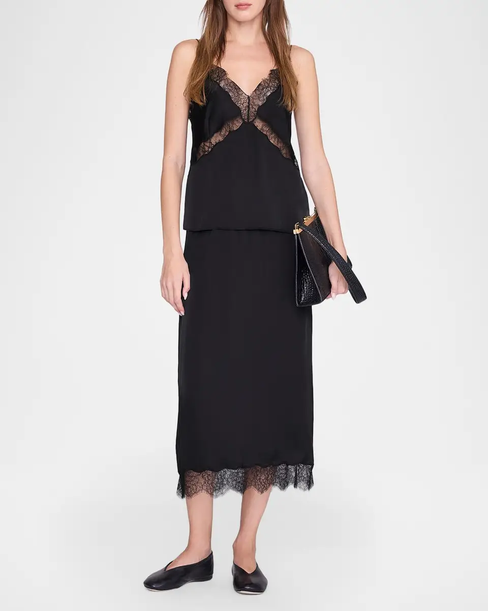 Anine Bing Shelby Silk Lace Midi Skirt | Thumbnail 4 Anine Bing Shelby Silk Lace Midi Skirt | Thumbnail 4