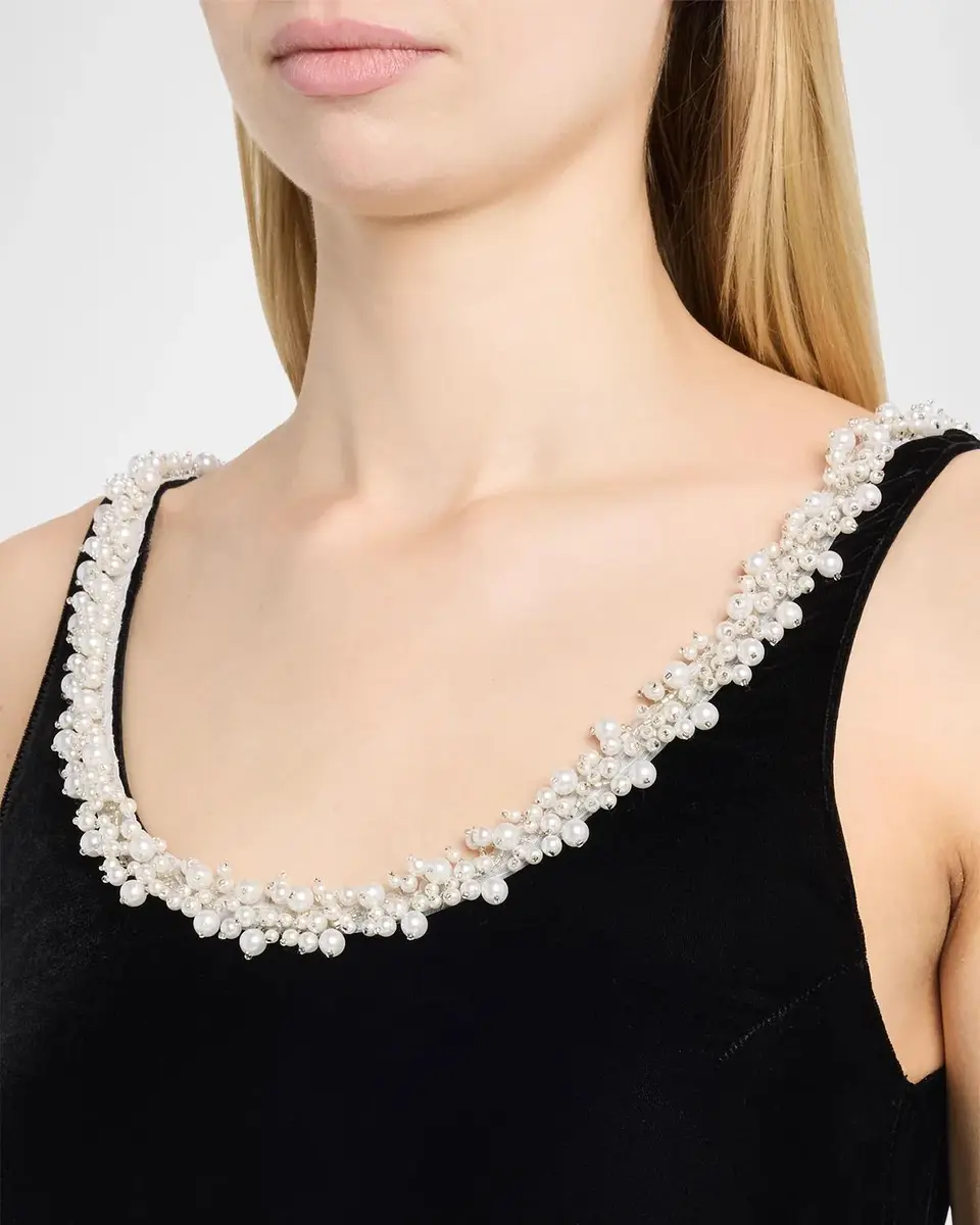 Maria McManus Pearly Beaded Scoop-Neck Velvet Midi Dress | Thumbnail 5