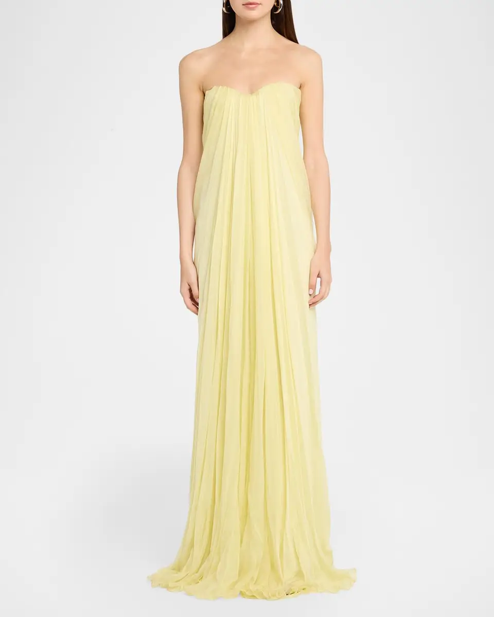 Alexander McQueen Strapless Draped Chiffon Bustier Maxi Dress | Thumbnail 2