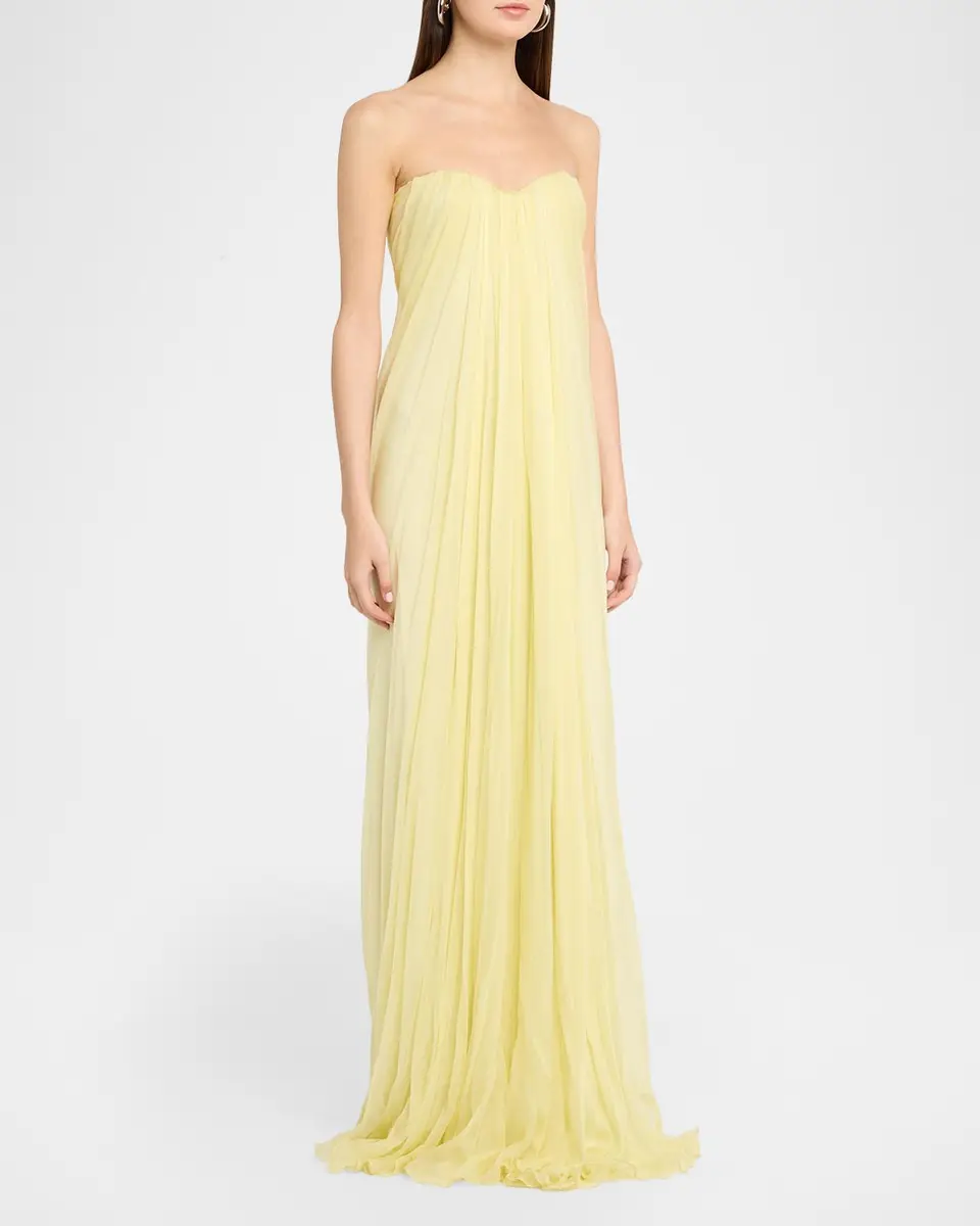 Alexander McQueen Strapless Draped Chiffon Bustier Maxi Dress | Thumbnail 4