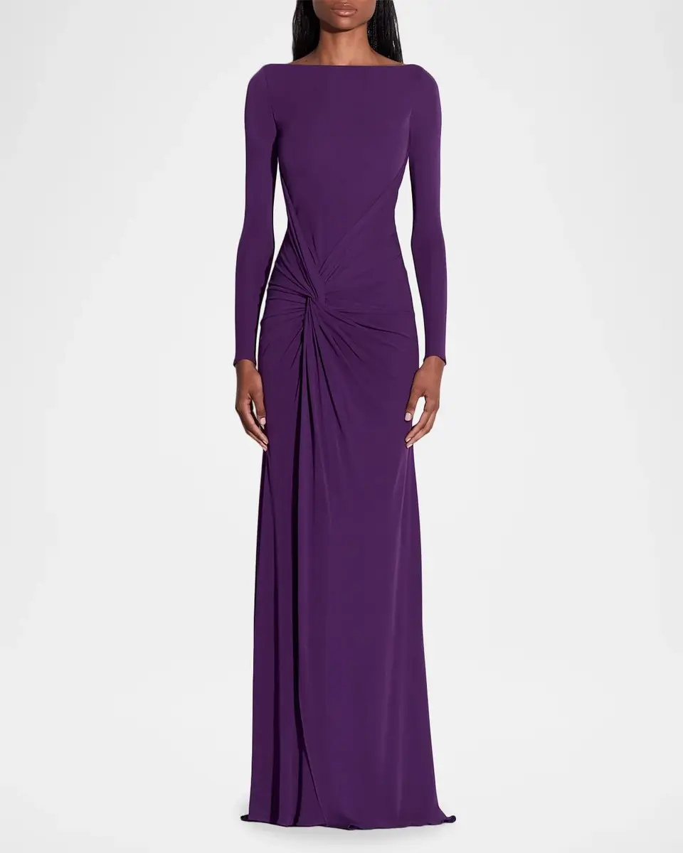 Alex Perry Long-Sleeve Twisted Jersey Gown | Thumbnail 2 Alex Perry Long-Sleeve Twisted Jersey Gown | Thumbnail 2