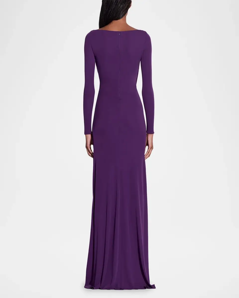 Alex Perry Long-Sleeve Twisted Jersey Gown | Thumbnail 3 Alex Perry Long-Sleeve Twisted Jersey Gown | Thumbnail 3