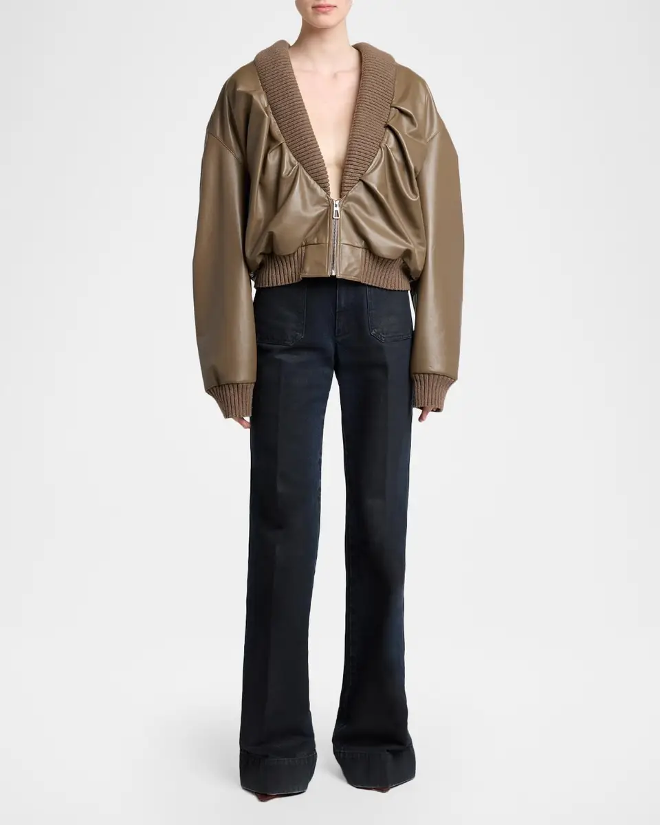Victoria Beckham Leather Bomber Jacket | Thumbnail 2 Victoria Beckham Leather Bomber Jacket | Thumbnail 2