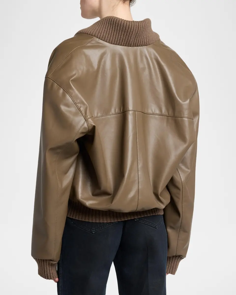 Victoria Beckham Leather Bomber Jacket | Thumbnail 3 Victoria Beckham Leather Bomber Jacket | Thumbnail 3