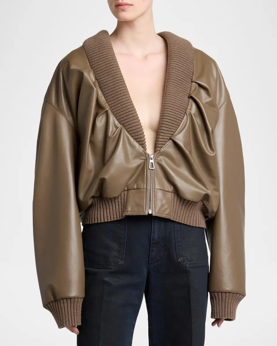 Victoria Beckham Leather Bomber Jacket | Thumbnail 4 Victoria Beckham Leather Bomber Jacket | Thumbnail 4