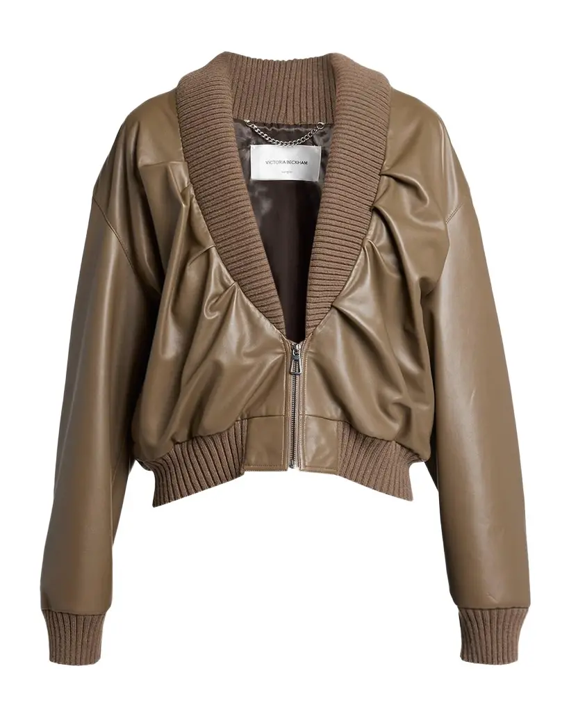 Victoria Beckham Leather Bomber Jacket