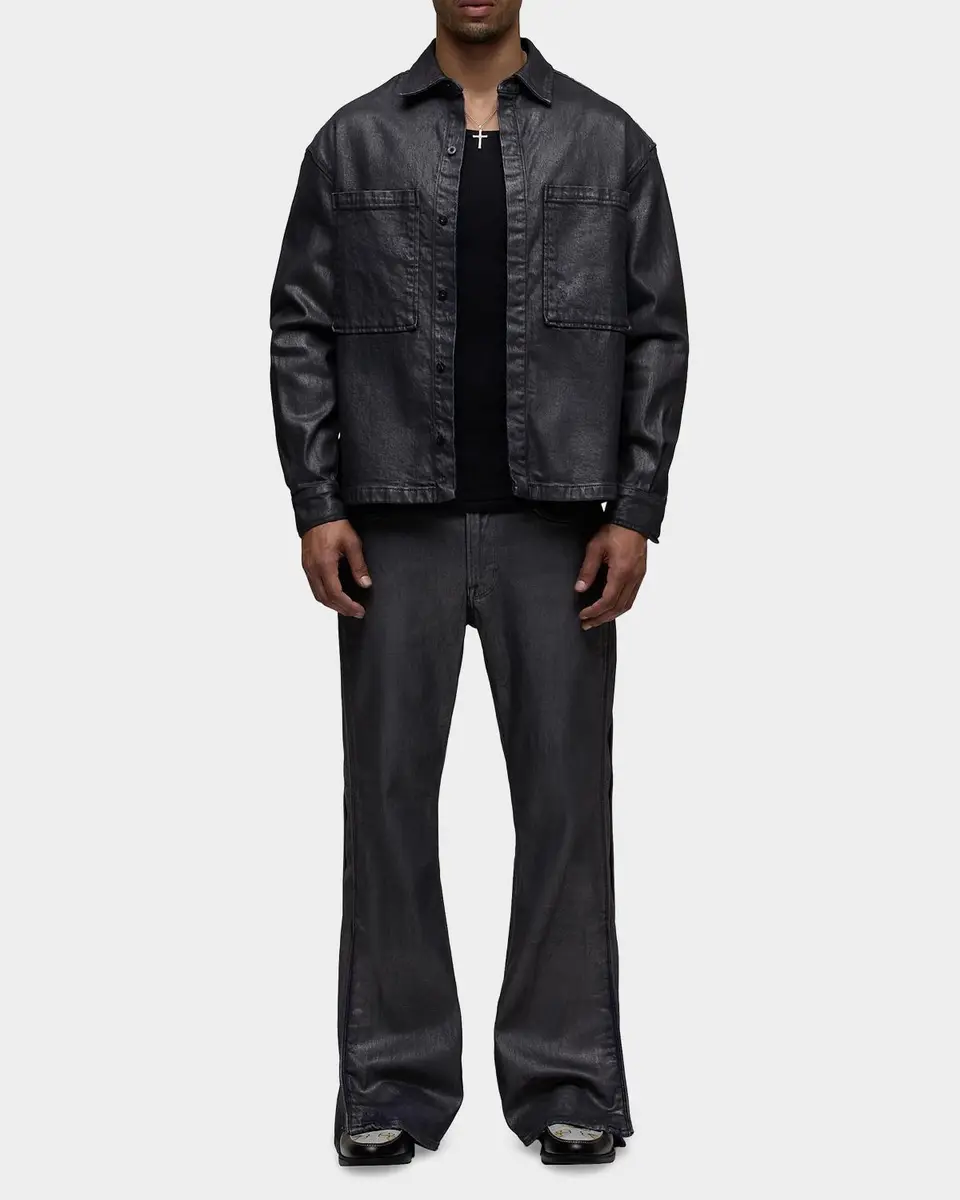 Hudson Men's Walker Track Waxed Denim Wide-Leg Pants | Thumbnail 2 Hudson Men's Walker Track Waxed Denim Wide-Leg Pants | Thumbnail 2