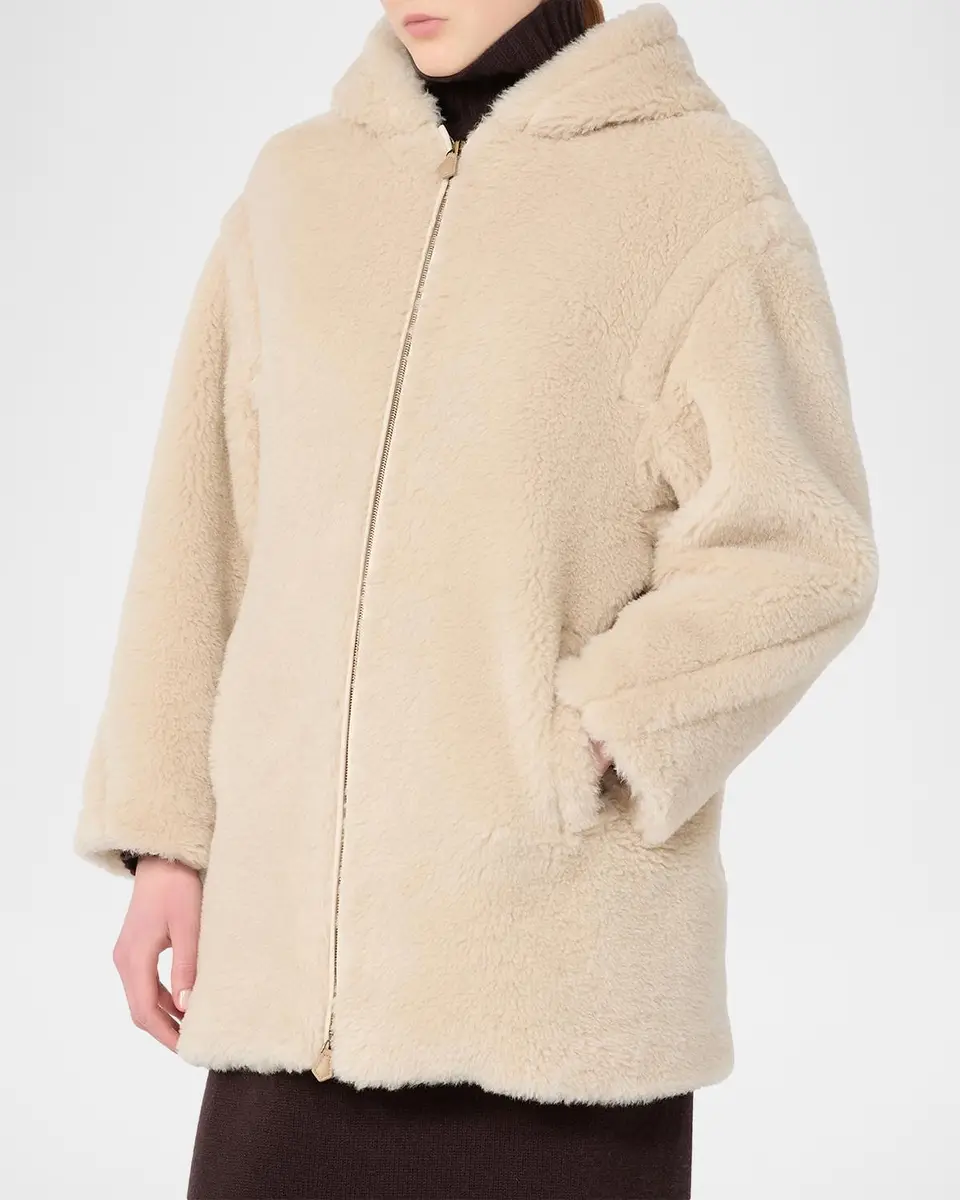 Max Mara Teddy Overszied Hooded Jacket | Thumbnail 4 Max Mara Teddy Overszied Hooded Jacket | Thumbnail 4