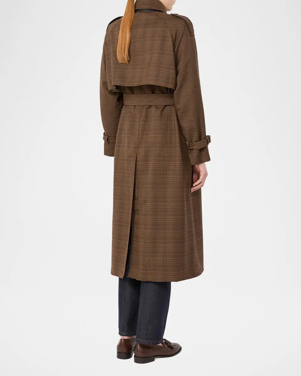 Max Mara Prince of Whales Wool Belted Long Trench | Thumbnail 3 Max Mara Prince of Whales Wool Belted Long Trench | Thumbnail 3