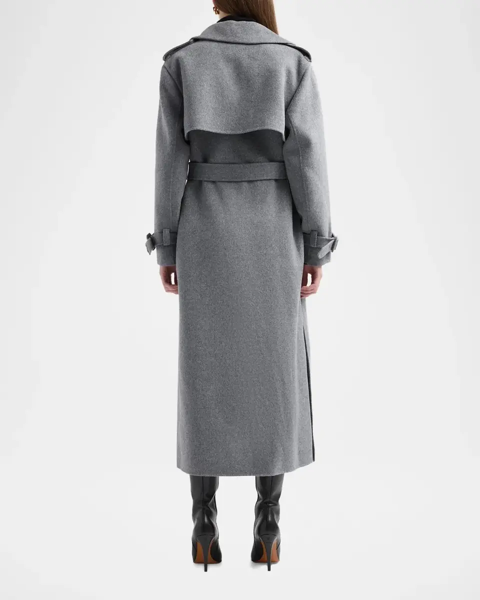Simkhai Rumi Belted Wool-Blend Double-Breasted Long Coat | Thumbnail 3 Simkhai Rumi Belted Wool-Blend Double-Breasted Long Coat | Thumbnail 3