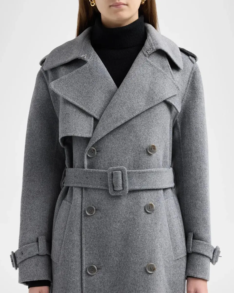 Simkhai Rumi Belted Wool-Blend Double-Breasted Long Coat | Thumbnail 5 Simkhai Rumi Belted Wool-Blend Double-Breasted Long Coat | Thumbnail 5