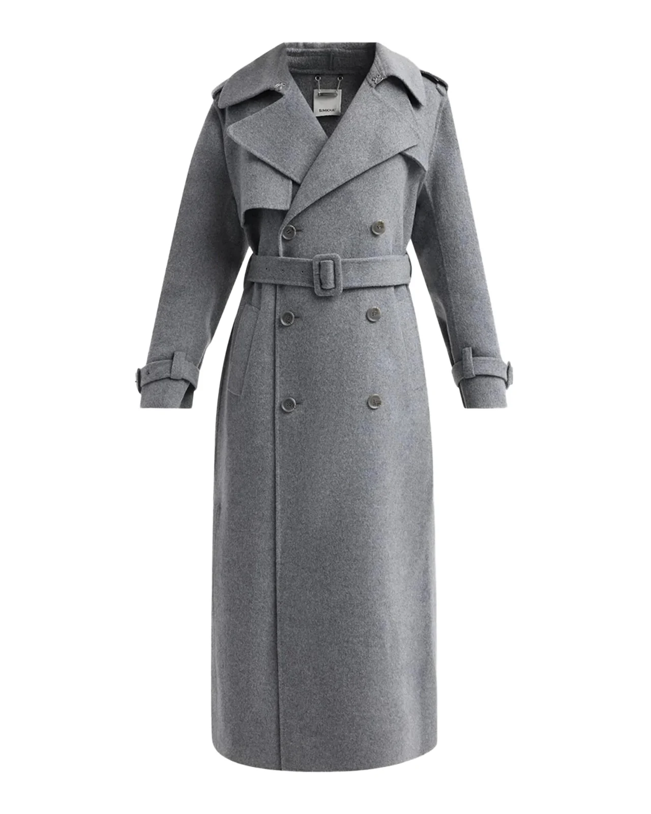 Rumi Belted Wool-Blend Double-Breasted Long Coat Rumi Belted Wool-Blend Double-Breasted Long Coat