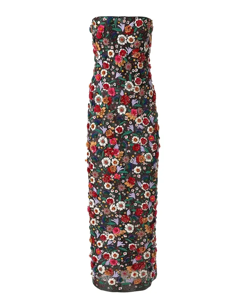 Carolina Herrera Embellished Strapless Ankle Dress