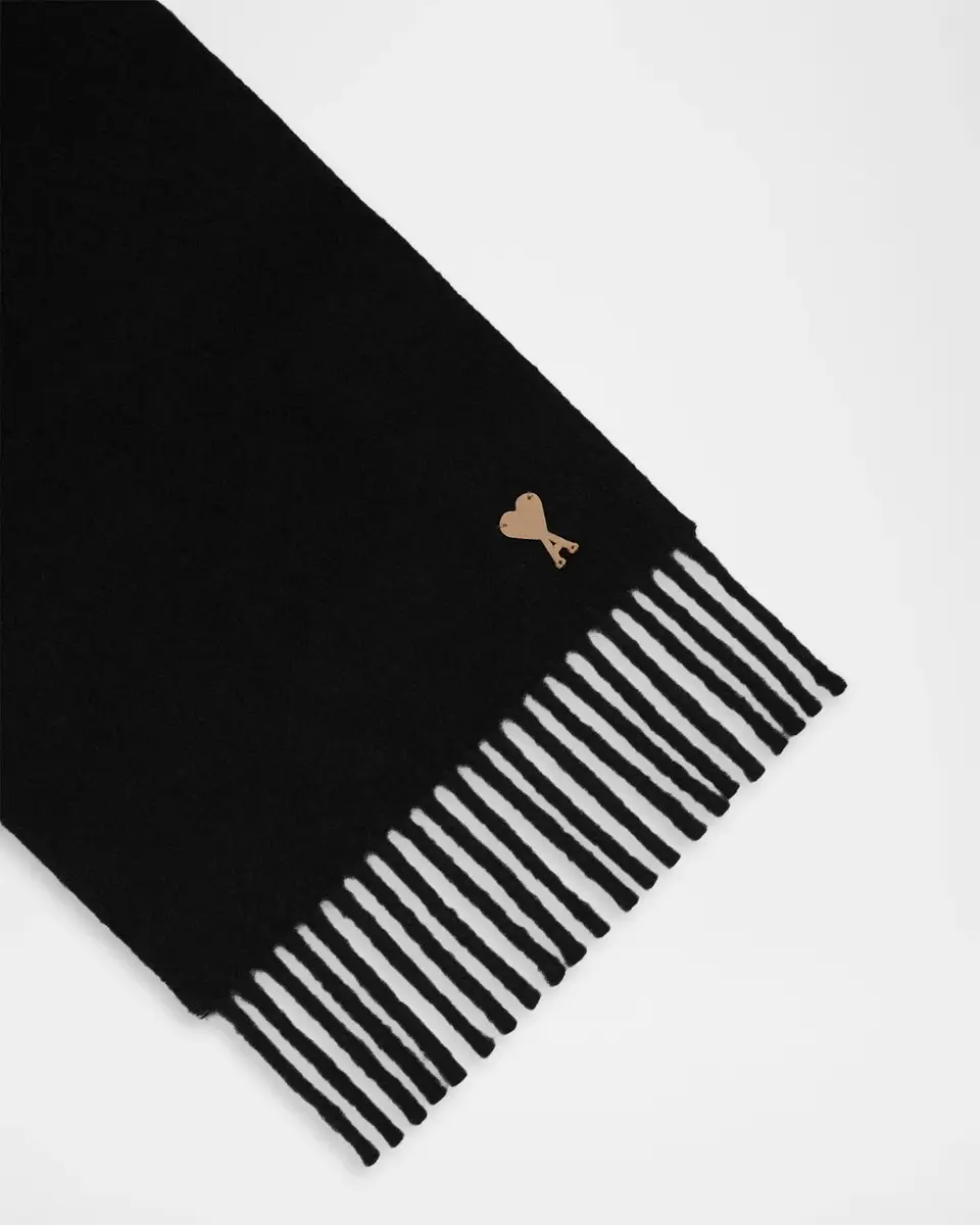 AMI PARIS Men's Wool Ami De Coeur Applique Scarf | Thumbnail 2 AMI PARIS Men's Wool Ami De Coeur Applique Scarf | Thumbnail 2