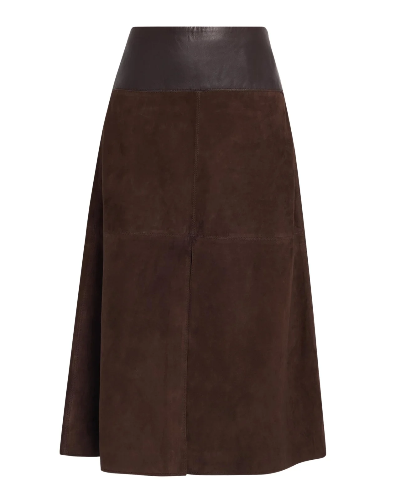 Hudson Suede Leather Combo Midi Skirt