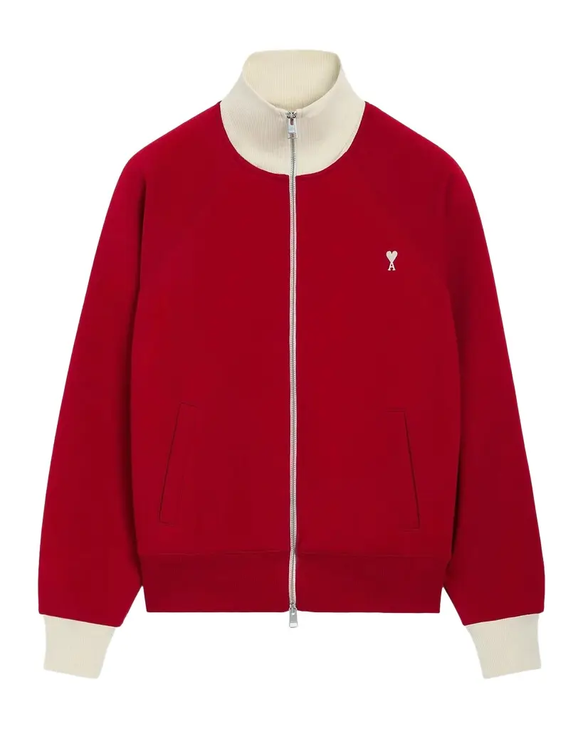 AMI PARIS Men's Contrast Trim Cotton Track Jacket