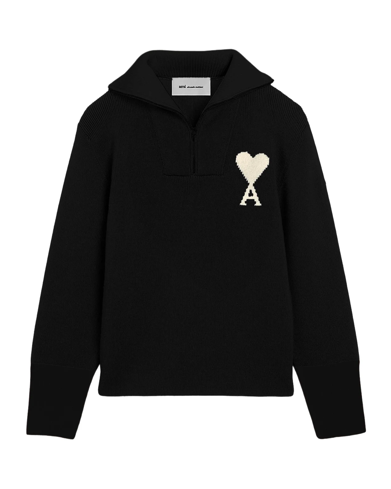 AMI PARIS Men's Wool Intarsia Polo Sweater