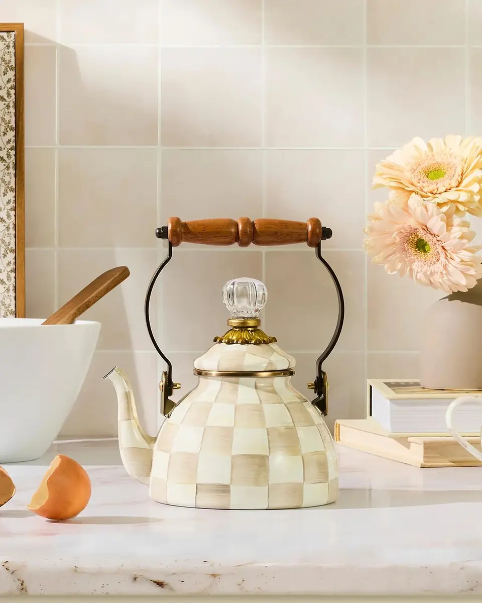 MacKenzie-Childs Mocha Check 1-Qt. Tea Kettle | Thumbnail 2 MacKenzie-Childs Mocha Check 1-Qt. Tea Kettle | Thumbnail 2