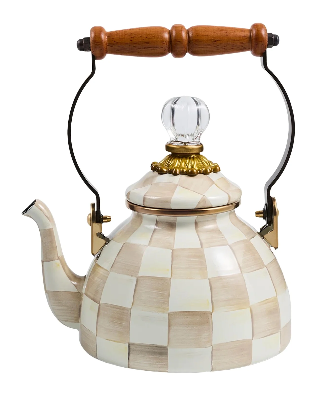 MacKenzie-Childs Mocha Check 1-Qt. Tea Kettle