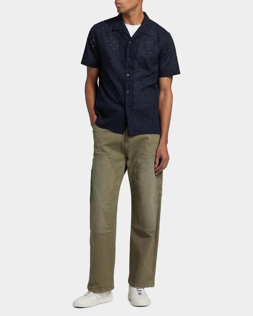 Vince Men's Cotton Eyelet Short-Sleeve Shirt | Thumbnail 2 Vince Men's Cotton Eyelet Short-Sleeve Shirt | Thumbnail 2