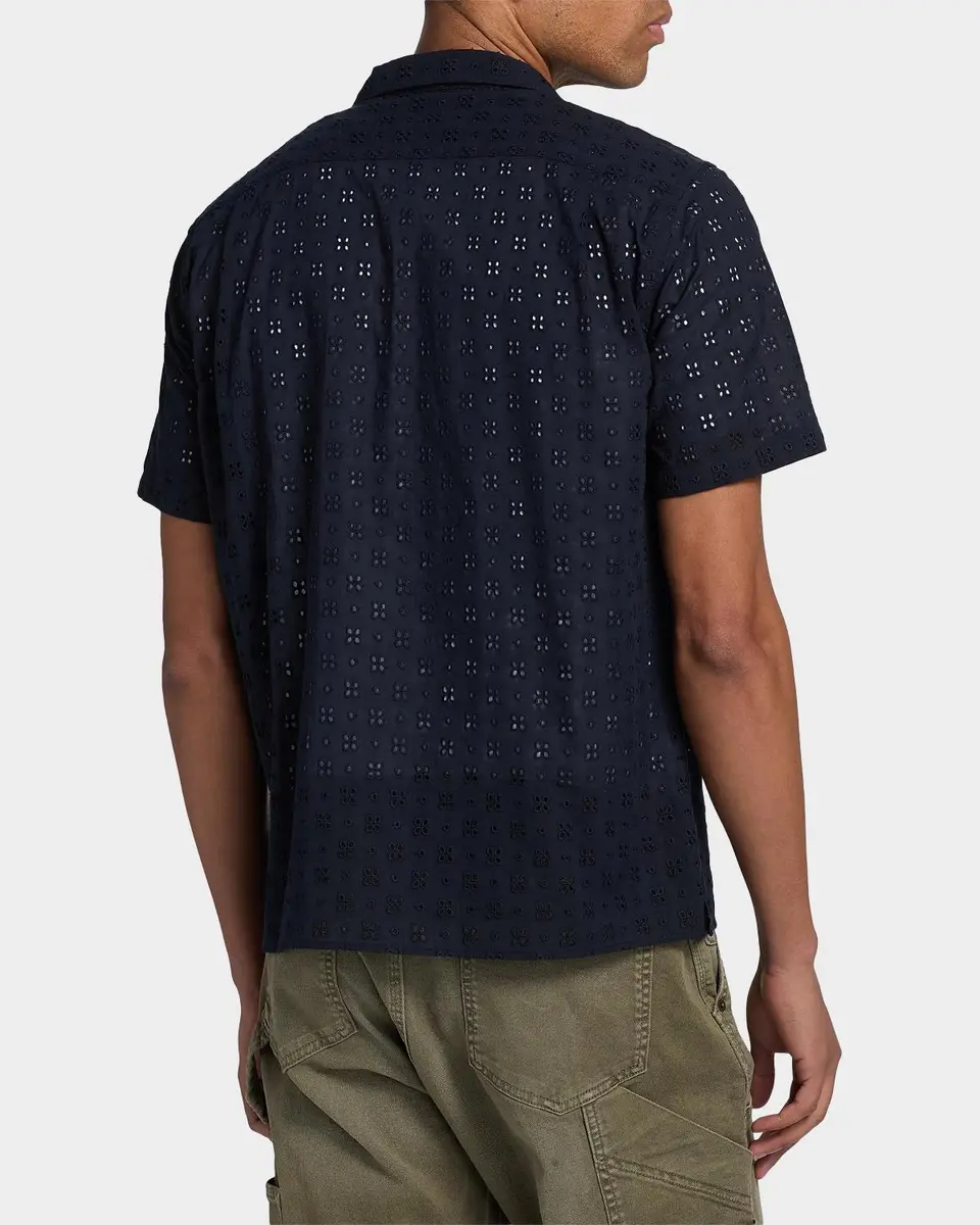 Vince Men's Cotton Eyelet Short-Sleeve Shirt | Thumbnail 3 Vince Men's Cotton Eyelet Short-Sleeve Shirt | Thumbnail 3